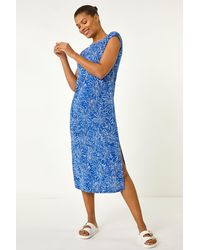 Roman - Abstract Print A-Line Midi Dress - Lyst