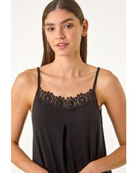 Roman - Lace Trim Cami Stretch Top - Lyst