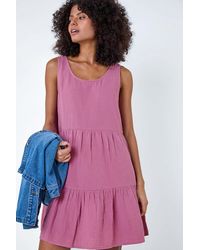 D.u.s.k - Tiered A-Line Cotton Dress - Lyst