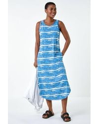 Roman - Tie Dye Contrast Stitch Stretch Midi Dress - Lyst