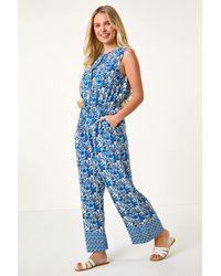 Roman Petite - Floral Border Print Jumpsuit - Lyst