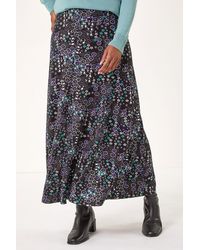 Roman - Ditsy Floral Print Stretch Midi Skirt - Lyst