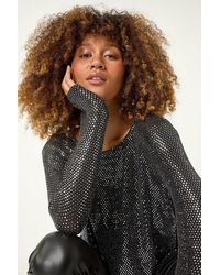 Roman - Chiffon Hem Sequin Stretch Tunic Top - Lyst