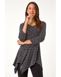 Roman - Glitter Spot Hanky Hem Top - Lyst