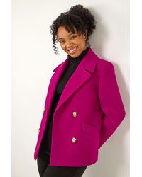 Roman Petite - Button Up Collar Coat - Lyst