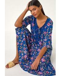 Roman - Floral Print Lace Detail Smock Dress - Lyst