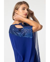 Roman - Sequin Embellished Chiffon Overlay Top - Lyst