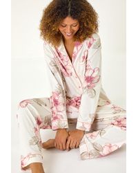 Roman - Floral Print Revere Pyjama Set - Lyst
