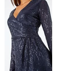 Roman - Sequin Wrap Stretch Maxi Dress - Lyst