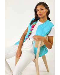 Roman - Quilted Funnel Neck Lined Gilet - Lyst