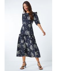 Roman - Dusk Fashion Floral Frill Detail Tiered Maxi Dress - Lyst