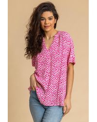 Roman - Spot Print V-Neck Tunic Top - Lyst