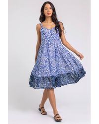 Roman - Abstract Border Print Fit & Flare Dress - Lyst