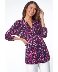 Roman - Abstract Animal Longline V-Neck Tunic Top - Lyst