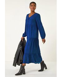 Roman - Polka Dot Button-Detail Smock Dress - Lyst