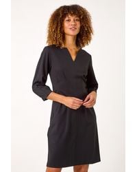 Roman - Ponte Notch Neck Stretch Dress - Lyst