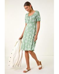Roman - Floral Print Stretch Jersey Dress - Lyst