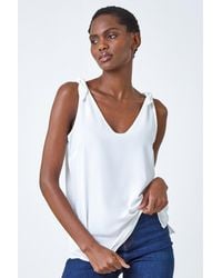 Roman - Tie Detail Strap Chiffon Cami Top - Lyst