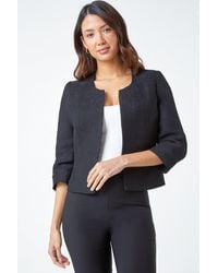 Roman - Pleated Textured Cropped Jacket - Lyst