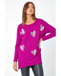 Roman - Sparkle Pearl Embellished Heart Jumper - Lyst