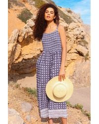 Roman - Border Print Culotte Jumpsuit - Lyst