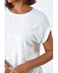Roman - Lace Panel Stretch Jersey Top - Lyst