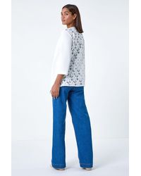 Roman - 3/4 Sleeve Lace Back Waterfall Jacket - Lyst