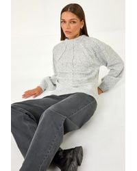 Roman - Pearl Embellished Cable Knit Jumper - Lyst