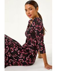 Roman - Floral Print Midi Dress - Lyst