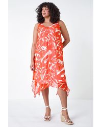 Roman Curve - Abstract Print Chiffon Dress - Lyst