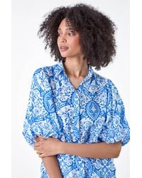 Roman - Floral Print Puff Sleeve Shirt - Lyst