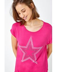 Roman - Embellished Star Print T-Shirt - Lyst
