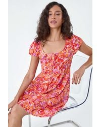 D.u.s.k - Floral Print Button Through Dress - Lyst