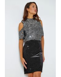 Roman - Velvet Glitter Pencil Elastic Waist Skirt - Lyst