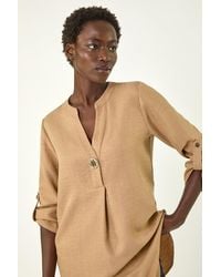 Roman - Horn Button Detail Longline Top - Lyst