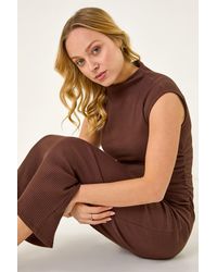 D.u.s.k - Ribbed Ruched Waist Midi Dress - Lyst