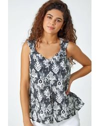 Roman - Aztec Print Button V-Neck Cami Top - Lyst