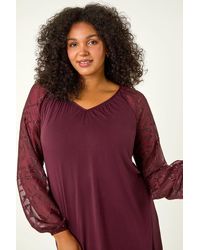 Roman Curve - Metallic Mesh Sleeve Top - Lyst
