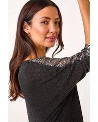 Roman - Sequin Detail Stretch Tunic Top - Lyst