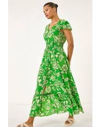 Roman - Floral Frill Maxi Dress - Lyst
