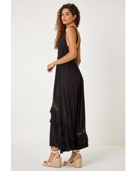 Roman - Lace Detail Shirred Frill Maxi Dress - Lyst