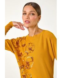 Roman - Sequin Floral Knit Jumper - Lyst