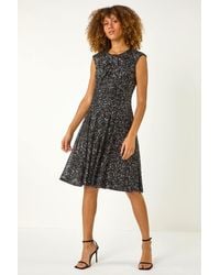 Roman - Sequin Twist Front Stretch Dress - Lyst