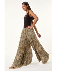 Roman - Animal Print Tiered Palazzo Trouser - Lyst
