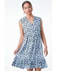 Roman Petite - Spot Print Tiered Tunic Dress - Lyst