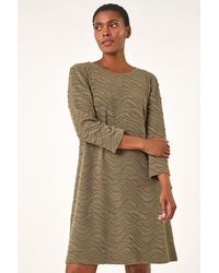 Roman - Wave Textured Stretch A-Line Dress - Lyst