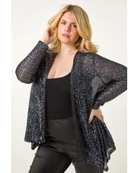 Roman Curve - Sequin Waterfall Front Cardigan - Lyst