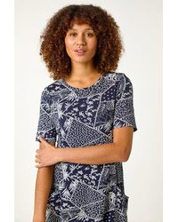 Roman - Patchwork Mono Print Tunic Top - Lyst