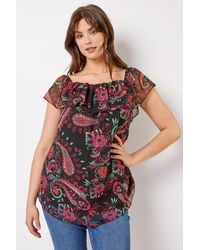 Roman Curve - Paisley Print Chiffon Bardot Top - Lyst