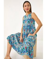 Roman - Abstract Print Smock Midi Dress - Lyst